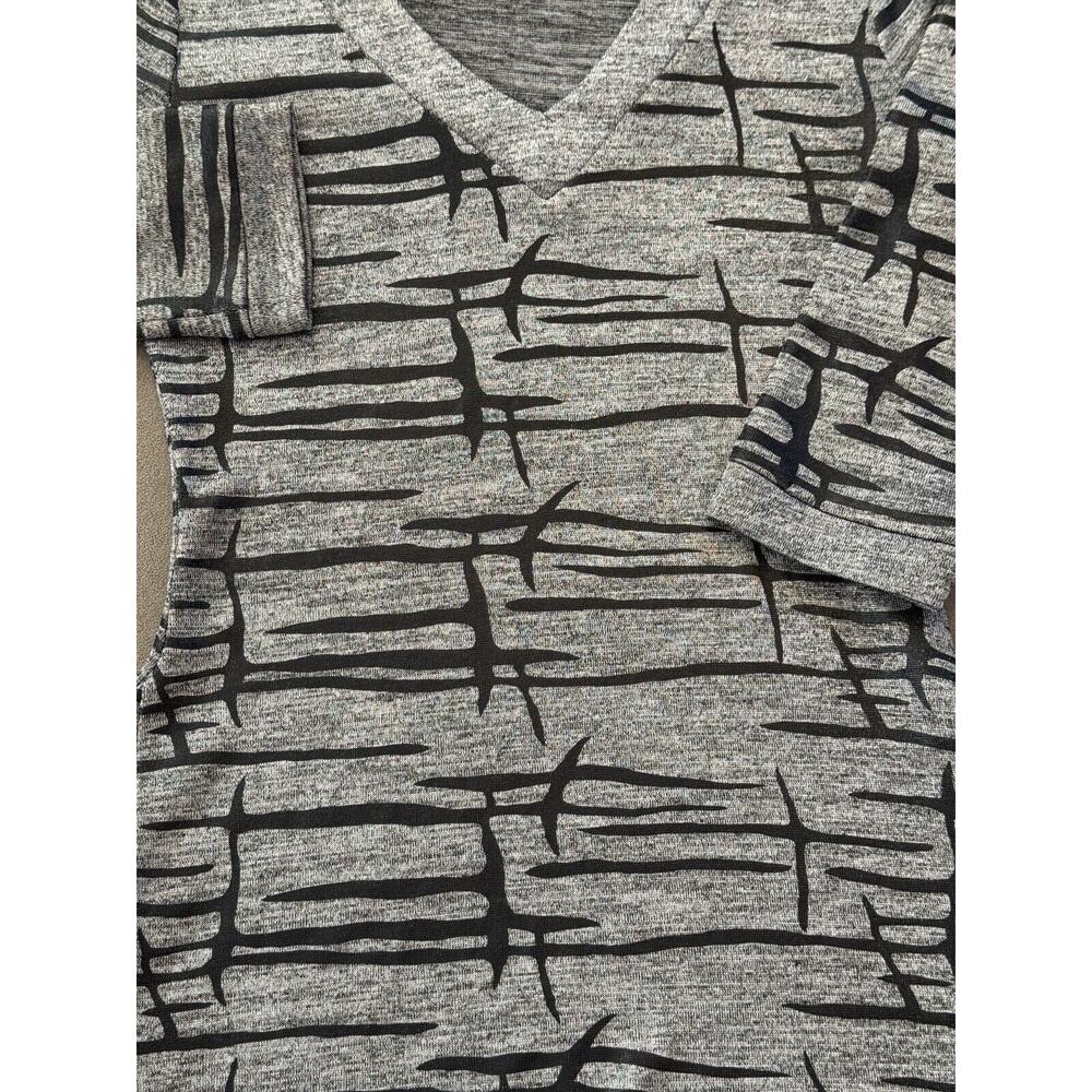 Joseph Ribkoff Womens Tunic Top Size 4 Black Silver Abstract Stripe - Picture 2 of 4